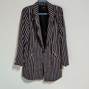 Torrid Black and White Striped Blazer